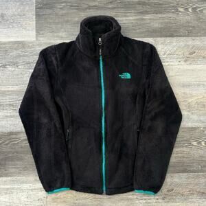 The North Face Osito 2 Black Teal Women XS Full Zip Fuzzy Fleece Jacket Gorpcore
